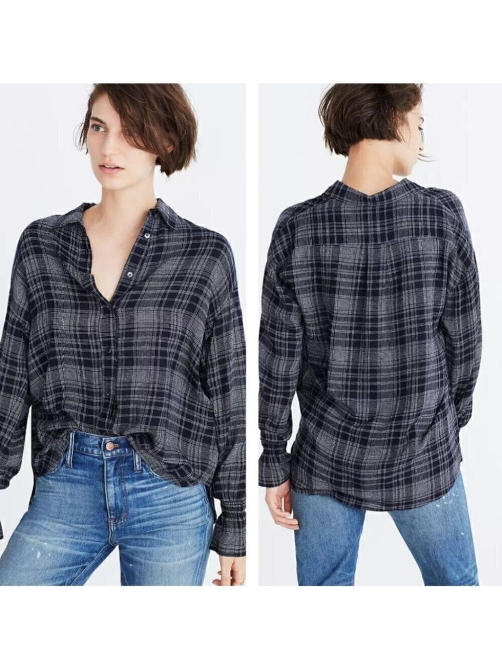 MADEWELL | Westward Bell-Sleeve Shirt in Plaid